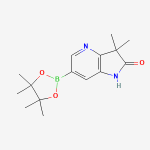 molecular formula C15H21BN2O3 B15363715 3,3-Dimethyl-6-(4,4,5,5-tetramethyl-1,3,2-dioxaborolan-2-yl)-1H-pyrrolo[3,2-b]pyridin-2(3H)-one 