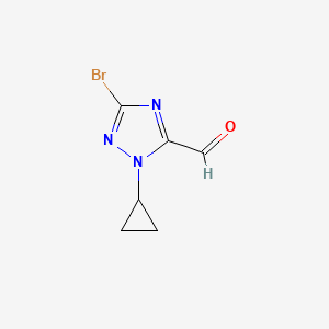 molecular formula C6H6BrN3O B15363736 3-Bromo-1-cyclopropyl-1H-1,2,4-triazole-5-carbaldehyde 