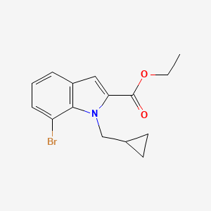 molecular formula C15H16BrNO2 B15364957 ethyl 7-bromo-1-(cyclopropylmethyl)-1H-indole-2-carboxylate 