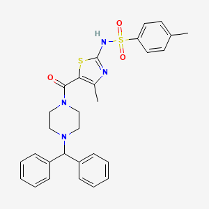molecular formula C29H30N4O3S2 B15364995 N-(5-(4-benzhydrylpiperazine-1-carbonyl)-4-methylthiazol-2-yl)-4-methylbenzenesulfonamide 