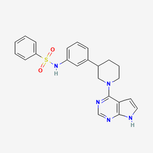 molecular formula C23H23N5O2S B15365025 N-(3-(1-(7H-pyrrolo[2,3-d]pyrimidin-4-yl)piperidin-3-yl)phenyl)benzenesulfonamide 