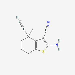 molecular formula C12H12N2S B15365046 2-Amino-4-ethynyl-4-methyl-4,5,6,7-tetrahydrobenzo[b]thiophene-3-carbonitrile 