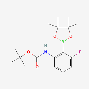 molecular formula C17H25BFNO4 B15365281 tert-butyl N-[3-fluoro-2-(tetramethyl-1,3,2-dioxaborolan-2-yl)phenyl]carbamate 