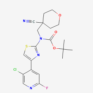 molecular formula C20H22ClFN4O3S B15365336 tert-Butyl (4-(5-chloro-2-fluoropyridin-4-yl)thiazol-2-yl)((4-cyanotetrahydro-2H-pyran-4-yl)methyl)carbamate 