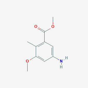 molecular formula C10H13NO3 B15365459 Methyl 5-amino-3-methoxy-2-methylbenzoate 