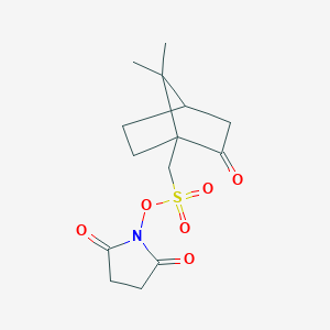 molecular formula C14H19NO6S B15365577 2,5-Dioxo-1-pyrrolidinyl 7,7-dimethyl-2-oxobicyclo[2.2.1]heptane-1-methanesulfonate CAS No. 179419-32-0