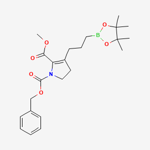 molecular formula C23H32BNO6 B15365680 1-Benzyl 2-methyl 3-(3-(4,4,5,5-tetramethyl-1,3,2-dioxaborolan-2-yl)propyl)-4,5-dihydro-1H-pyrrole-1,2-dicarboxylate 