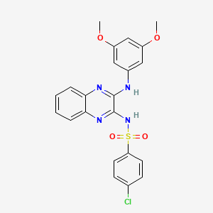 molecular formula C22H19ClN4O4S B15365763 4-Chloro-n-{3-[(3,5-dimethoxyphenyl)amino]quinoxalin-2-yl}benzenesulfonamide 