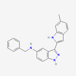 molecular formula C23H20N4 B15366023 N-benzyl-3-(6-methyl-1H-indol-2-yl)-1H-indazol-5-amine 
