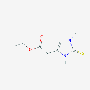 molecular formula C8H12N2O2S B15366093 ethyl 2-(1-methyl-2-sulfanyl-1H-imidazol-4-yl)acetate 