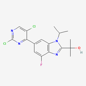 molecular formula C17H17Cl2FN4O B15366285 2-(6-(2,5-dichloropyrimidin-4-yl)-4-fluoro-1-isopropyl-1H-benzo[d]imidazol-2-yl)propan-2-ol 