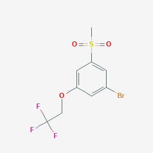 molecular formula C9H8BrF3O3S B15366293 1-Bromo-3-(methylsulfonyl)-5-(2,2,2-trifluoroethoxy)benzene 