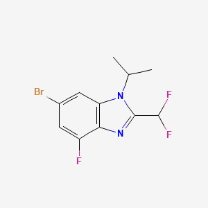 molecular formula C11H10BrF3N2 B15366376 6-Bromo-2-(difluoromethyl)-4-fluoro-1-propan-2-ylbenzimidazole 