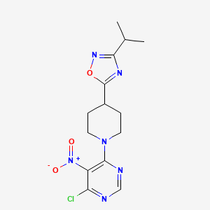 molecular formula C14H17ClN6O3 B15366799 5-(1-(6-Chloro-5-nitropyrimidin-4-YL)piperidin-4-YL)-3-isopropyl-1,2,4-oxadiazole 