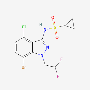molecular formula C12H11BrClF2N3O2S B15366985 N-(7-Bromo-4-chloro-1-(2,2-difluoroethyl)-1H-indazol-3-yl)cyclopropanesulfonamide 