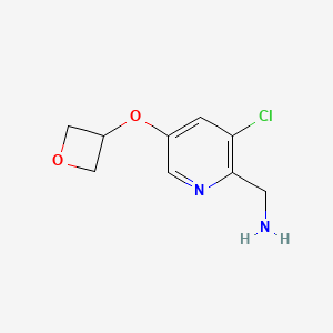 molecular formula C9H11ClN2O2 B15367296 3-Chloro-5-(3-oxetanyloxy)-2-pyridinemethanamine 
