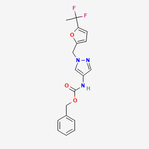 molecular formula C18H17F2N3O3 B15367519 {1-[5-(1,1-difluoro-ethyl)-furan-2-ylmethyl]-1H-pyrazol-4-yl}-carbamic acid benzyl ester 
