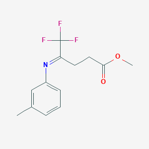 molecular formula C13H14F3NO2 B15367553 Methyl 5,5,5-trifluoro-4-(m-tolylimino)pentanoate 