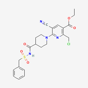 molecular formula C23H25ClN4O5S B15367708 Ethyl 6-{4-[(benzylsulfonyl)carbamoyl]piperidin-1-yl}-2-(chloromethyl)-5-cyano-nicotinate 