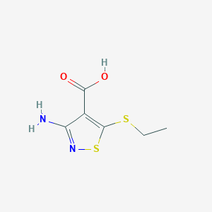 molecular formula C6H8N2O2S2 B15367718 3-Amino-5-(ethylsulfanyl)-1,2-thiazole-4-carboxylic acid CAS No. 84728-50-7