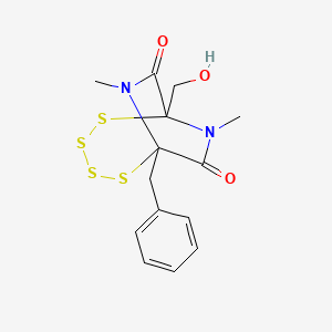 molecular formula C14H16N2O3S4 B15367867 1-Hydroxymethyl-7,9-dimethyl-6-benzyl-2,3,4,5-tetrathia-7,9-diazabicyclo[4.2.2]decane-8,10-dione 