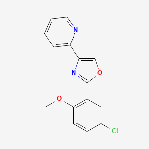 molecular formula C15H11ClN2O2 B15367991 Pyridine, 2-[2-(5-chloro-2-methoxyphenyl)-4-oxazolyl]- CAS No. 502422-47-1