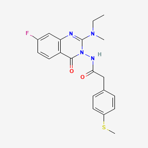 molecular formula C20H21FN4O2S B15368937 N-[2-(ethyl-methyl-amino)-7-fluoro-4-oxo-4H-quinazolin-3-yl]-2-(4-methylsulfanylphenyl)acetamide 