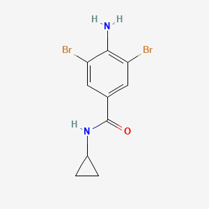 molecular formula C10H10Br2N2O B15369216 Benzamide, 4-amino-N-cyclopropyl-3,5-dibromo- CAS No. 63887-23-0