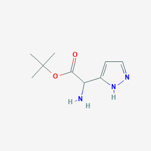 molecular formula C9H15N3O2 B15370187 tert-butyl 2-amino-2-(1H-pyrazol-5-yl)acetate 
