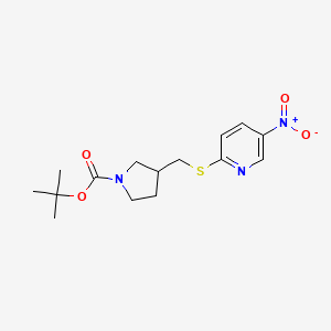 molecular formula C15H21N3O4S B15371026 3-(5-Nitro-pyridin-2-ylsulfanylmethyl)-pyrrolidine-1-carboxylic acid tert-butyl ester 