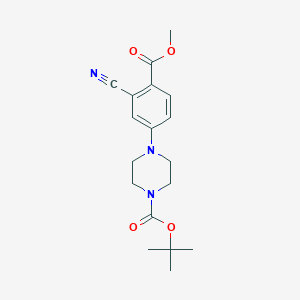 molecular formula C18H23N3O4 B15371352 Tert-butyl 4-(3-cyano-4-(methoxycarbonyl)phenyl)piperazine-1-carboxylate 