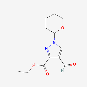 molecular formula C12H16N2O4 B15371436 Ethyl 4-formyl-1-(tetrahydro-2H-pyran-2-yl)-1H-pyrazole-3-carboxylate 
