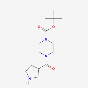 molecular formula C14H25N3O3 B15371495 Tert-butyl 4-(pyrrolidine-3-carbonyl)piperazine-1-carboxylate 