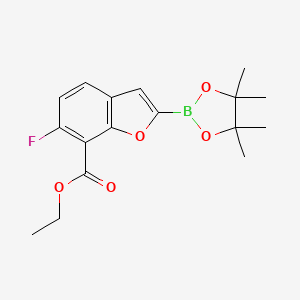 molecular formula C17H20BFO5 B15371543 Ethyl 6-fluoro-2-(4,4,5,5-tetramethyl-1,3,2-dioxaborolan-2-YL)benzofuran-7-carboxylate 