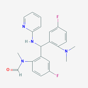 molecular formula C22H22F2N4O B15371687 N-(2-{[2-(Dimethylamino)-5-fluorophenyl][(pyridin-2-yl)amino]methyl}-4-fluorophenyl)-N-methylformamide CAS No. 333725-83-0