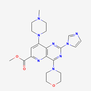 molecular formula C21H26N8O3 B15372348 Methyl 2-(1H-imidazol-1-yl)-8-(4-methylpiperazin-1-yl)-4-morpholin-4-ylpyrido[3,2-d]pyrimidine-6-carboxylate 