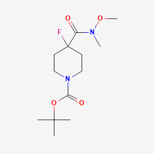 molecular formula C13H23FN2O4 B15372512 N-methoxy-N-methyl-1-(tert-butoxycarbonyl)-4-fluoropiperidine-4-carboxamide CAS No. 614730-11-9