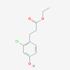 molecular formula C11H13ClO3 B15372634 Benzenepropanoic acid, 2-chloro-4-hydroxy-, ethyl ester 