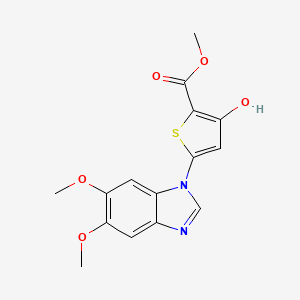 molecular formula C15H14N2O5S B15372645 2-Thiophenecarboxylic acid, 5-(5,6-dimethoxy-1H-benzimidazol-1-yl)-3-hydroxy-, methyl ester 