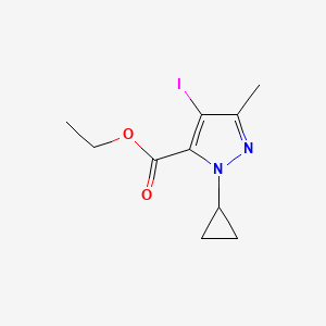 molecular formula C10H13IN2O2 B15372891 Ethyl 1-cyclopropyl-4-iodo-3-methyl-1H-pyrazole-5-carboxylate 
