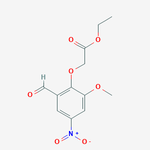 molecular formula C12H13NO7 B15373378 Ethyl (2-formyl-6-methoxy-4-nitrophenoxy)acetate CAS No. 25672-28-0