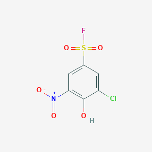 molecular formula C6H3ClFNO5S B15373679 Benzenesulfonylfluoride, 3-chloro-4-hydroxy-5-nitro- CAS No. 23379-30-8
