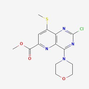 molecular formula C14H15ClN4O3S B15373945 Methyl 2-chloro-8-methylsulfanyl-4-morpholin-4-yl-pyrido[3,2-d]pyrimidine-6-carboxylate 