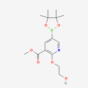 molecular formula C15H22BNO6 B15374015 Methyl 2-(2-hydroxyethoxy)-5-(tetramethyl-1,3,2-dioxaborolan-2-yl)pyridine-3-carboxylate CAS No. 1220423-78-8