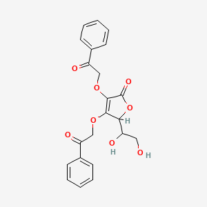 molecular formula C22H20O8 B15374090 2-(1,2-dihydroxyethyl)-3,4-diphenacyloxy-2H-furan-5-one CAS No. 17405-97-9