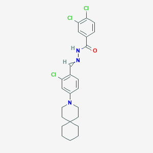 molecular formula C24H26Cl3N3O B15374102 N-[[4-(3-azaspiro[5.5]undec-3-yl)-2-chloro-phenyl]methylideneamino]-3,4-dichloro-benzamide CAS No. 60948-31-4