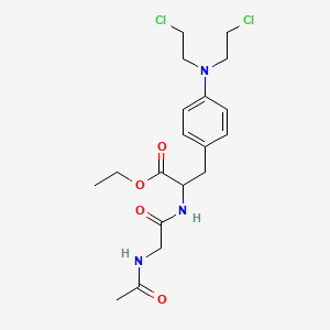 molecular formula C19H27Cl2N3O4 B15374568 Ethyl 2-[(2-acetamidoacetyl)amino]-3-[4-[bis(2-chloroethyl)amino]phenyl]propanoate CAS No. 13555-19-6