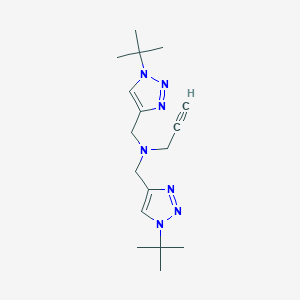molecular formula C17H27N7 B15374599 N,N-bis((1-tert-butyl-1H-1,2,3-triazol-4-yl)methyl)prop-2-yn-1-amine 