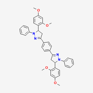 molecular formula C40H38N4O4 B15374673 3-(2,4-Dimethoxyphenyl)-5-[4-[3-(2,4-dimethoxyphenyl)-2-phenyl-3,4-dihydropyrazol-5-yl]phenyl]-2-phenyl-3,4-dihydropyrazole CAS No. 34135-54-1