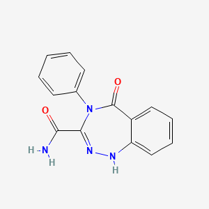 molecular formula C15H12N4O2 B15374814 1H-1,2,4-Benzotriazepine-3-carboxamide, 4,5-dihydro-5-oxo-4-phenyl- CAS No. 63931-90-8